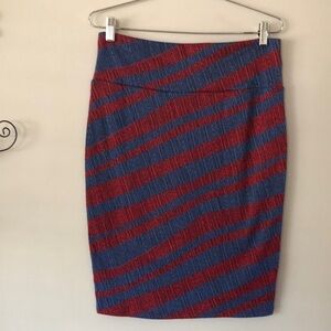 LULAROE Cassie Pencil Skirt Medium Stretchy Office Business Casual Patriotic